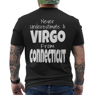 Never Underestimate A Virgo From Connecticut Zodiac Sign Mens Back Print T-shirt - Seseable