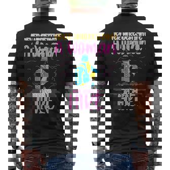 Never Underestimate A Woman Who Loves To Hike Hiker Hiking Mens Back Print T-shirt | Mazezy