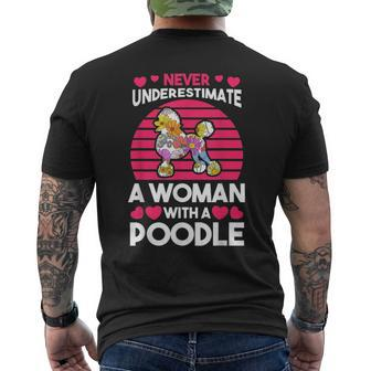 Never Underestimate A Woman With A Poodle Mens Back Print T-shirt - Seseable