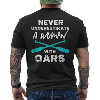 Never Underestimate A Woman With Oars Rowing Kayaking Crew Mens Back Print T-shirt - Seseable