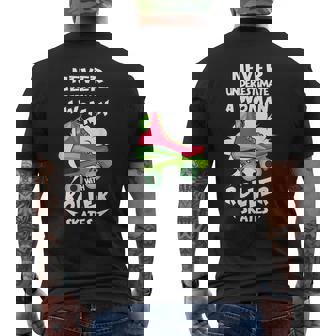 Never Underestimate A Woman With Roller Skates Roller Skater Mens Back Print T-shirt | Mazezy