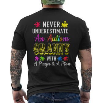Never Underestimate An Autism Granny T Awareness Autism Funny Gifts Mens Back Print T-shirt | Mazezy UK