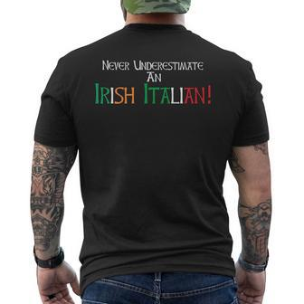 Never Underestimate An Irish Italian | Ethnic Pride Mens Back Print T-shirt - Seseable