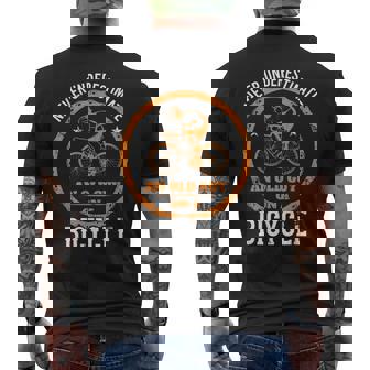 Never Underestimate An Old Guy On A Bicycle Cycling Biking Mens Back Print T-shirt | Seseable UK