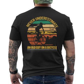 Never Underestimate An Old Guy On A Bicycle For Bike Lovers Mens Back Print T-shirt | Seseable UK