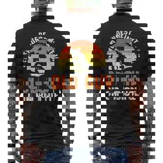 Never Underestimate An Old Guy On A Bicycle Funny Riders Dad Mens Back Print T-shirt - Seseable
