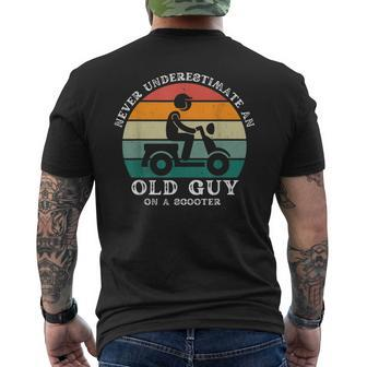 Never Underestimate An Old Guy On A Scooter Funny Father Mens Back Print T-shirt - Seseable
