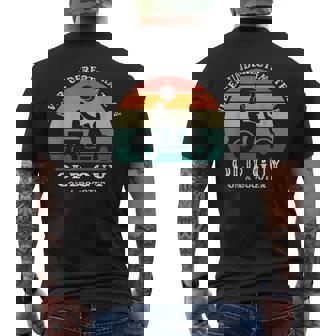 Never Underestimate An Old Guy On A Scooter Funny Father Mens Back Print T-shirt - Seseable