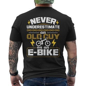 Never Underestimate An Old Guy On An Ebike Electric Bicycle Mens Back Print T-shirt - Seseable