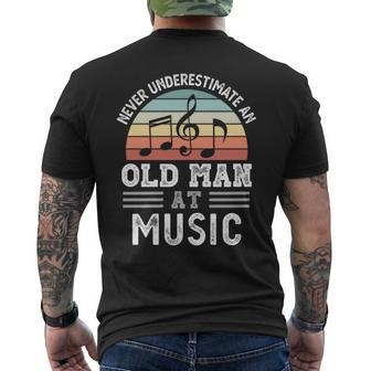 Never Underestimate An Old Man At Music Fathers Day Mens Back Print T-shirt - Seseable