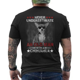 Never Underestimate An Old Man Chihuahua Dog Old Man Funny Gifts Mens Back Print T-shirt
