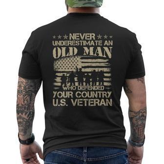 Never Underestimate An Old Man Dad Thank You Veterans Shirts 360 Mens Back Print T-shirt - Monsterry