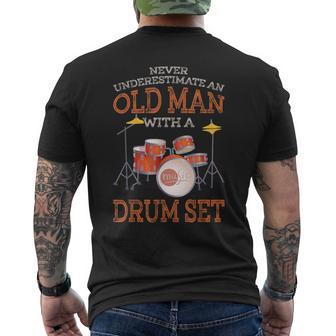 Never Underestimate An Old Man Drums Mens Back Print T-shirt - Seseable
