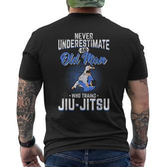 Never Underestimate An Old Man Jiu Jitsu Bjj Jiujitsu Mens Back Print T-shirt - Seseable