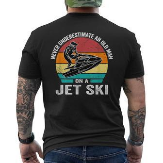 Never Underestimate An Old Man On A Jet Ski Vintage Jet Ski Old Man Funny Gifts Mens Back Print T-shirt | Mazezy