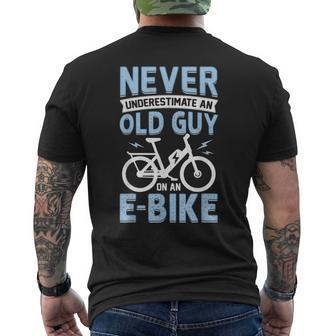 Never Underestimate An Old Man On An Ebike Electric Biking Mens Back Print T-shirt - Seseable