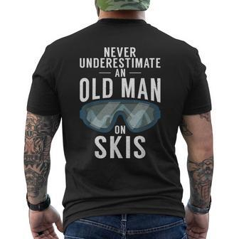 Never Underestimate An Old Man On Skis Winter Sport Skier Mens Back Print T-shirt - Seseable