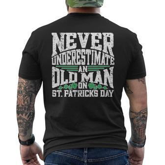 Never Underestimate An Old Man On St Patricks Day Mens Back Print T-shirt - Seseable