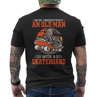 Never Underestimate An Old Man Skateboarder Mens Back Print T-shirt - Seseable