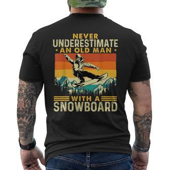 Never Underestimate An Old Man Snowboarding Snowboarder Old Man Funny Gifts Mens Back Print T-shirt | Mazezy