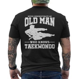 Never Underestimate An Old Man Taekwondo Mens Back Print T-shirt - Seseable