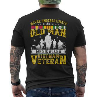 Never Underestimate An Old Man Vietnam Veteran Gift For Mens Mens Back Print T-shirt - Seseable