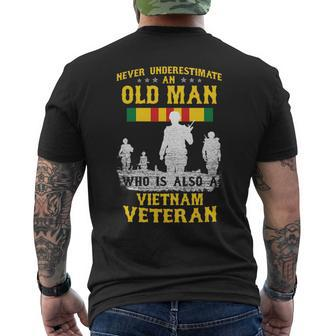 Never Underestimate An Old Man Vietnam Veteran Gift Veteran Funny Gifts Mens Back Print T-shirt | Mazezy