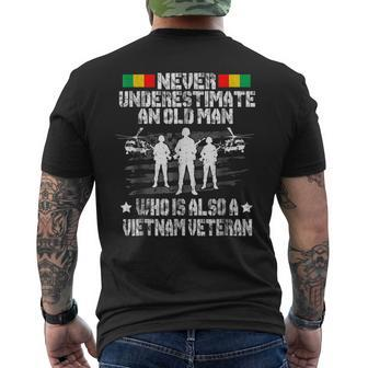 Never Underestimate An Old Man Vietnam Veteran Mens Veteran Funny Gifts Mens Back Print T-shirt | Mazezy