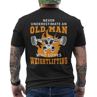 Never Underestimate An Old Man Weightlifting Mens Back Print T-shirt - Seseable