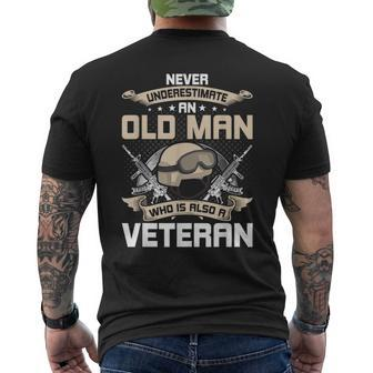 Never Underestimate An Old Man Who Is Also A Veteran Veteran Funny Gifts Mens Back Print T-shirt | Mazezy