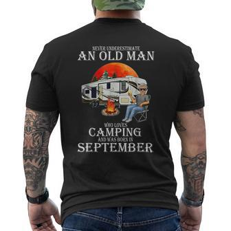 Never Underestimate An Old Man Who Loves Camping September Mens Back Print T-shirt - Seseable