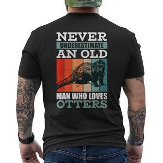 Never Underestimate An Old Man Who Loves Otters With A Otter Mens Back Print T-shirt - Seseable