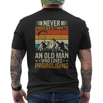 Never Underestimate An Old Man Who Loves Paragliding Gift For Mens Mens Back Print T-shirt | Mazezy