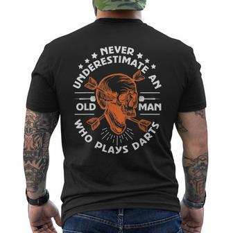 Never Underestimate An Old Man Who Plays Darts Mens Back Print T-shirt - Seseable