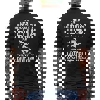 Never Underestimate An Old Man Who Plays Racquetball Gift Mens Back Print T-shirt - Seseable