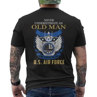 Never Underestimate An Old Man Who Served In The Air Force Old Man Funny Gifts Mens Back Print T-shirt | Mazezy