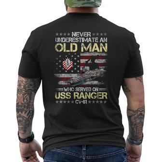 Never Underestimate An Old Man Who Served Onuss Ranger Cv61 Mens Back Print T-shirt - Seseable
