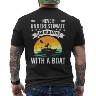 Never Underestimate An Old Man With A Boat Boating Old Man Funny Gifts Mens Back Print T-shirt | Mazezy
