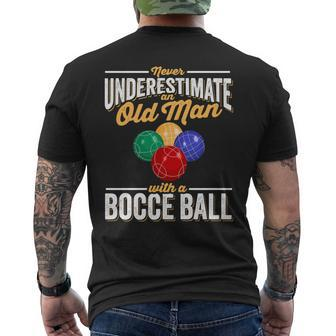 Never Underestimate An Old Man With A Bocce Ball Mens Back Print T-shirt - Seseable