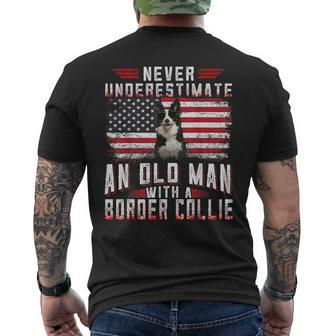 Never Underestimate An Old Man With A Border Collie Vintage Old Man Funny Gifts Mens Back Print T-shirt | Mazezy