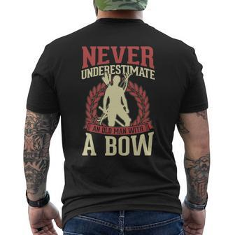 Never Underestimate An Old Man With A Bow Archery Dad Mens Back Print T-shirt - Seseable