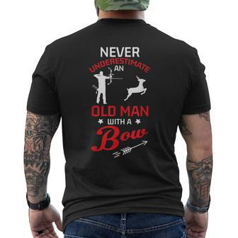 Never Underestimate An Old Man With A Bow Archery Men Gift Mens Back Print T-shirt - Seseable