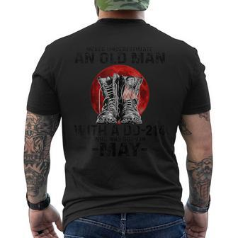 Never Underestimate An Old Man With A Dd214 May Mens Back Print T-shirt - Seseable