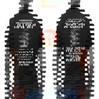 Never Underestimate An Old Man With A Dd214 Who December Old Man Funny Gifts Mens Back Print T-shirt | Mazezy