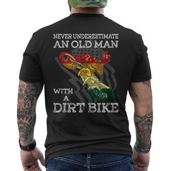 Never Underestimate An Old Man With A Dirt Bike Motorcycle Mens Back Print T-shirt - Seseable