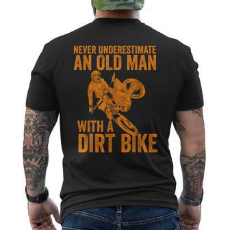 Never Underestimate An Old Man With A Dirt Bike Papa Gift Mens Back Print T-shirt - Seseable