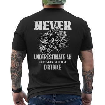 Never Underestimate An Old Man With A Dirtbike Biker Costume Mens Back Print T-shirt - Seseable