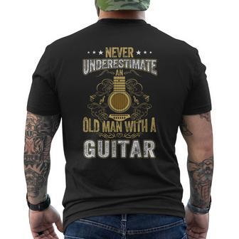 Never Underestimate An Old Man With A Guitar Acoustic Player Mens Back Print T-shirt - Seseable