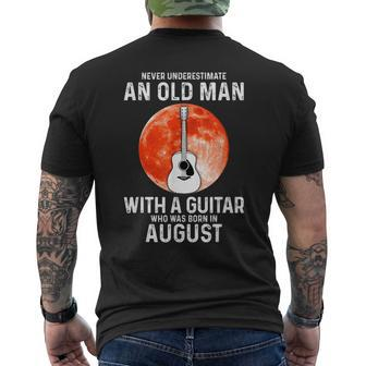 Never Underestimate An Old Man With A Guitar August Mens Back Print T-shirt - Seseable