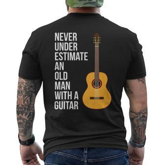 Never Underestimate An Old Man With A Guitar For Men Mens Back Print T-shirt - Seseable